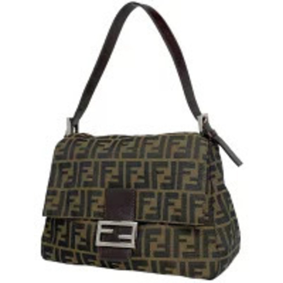 Fendi Zucca shoulder bag handbag Hobo Mamma Baguette canvas brown